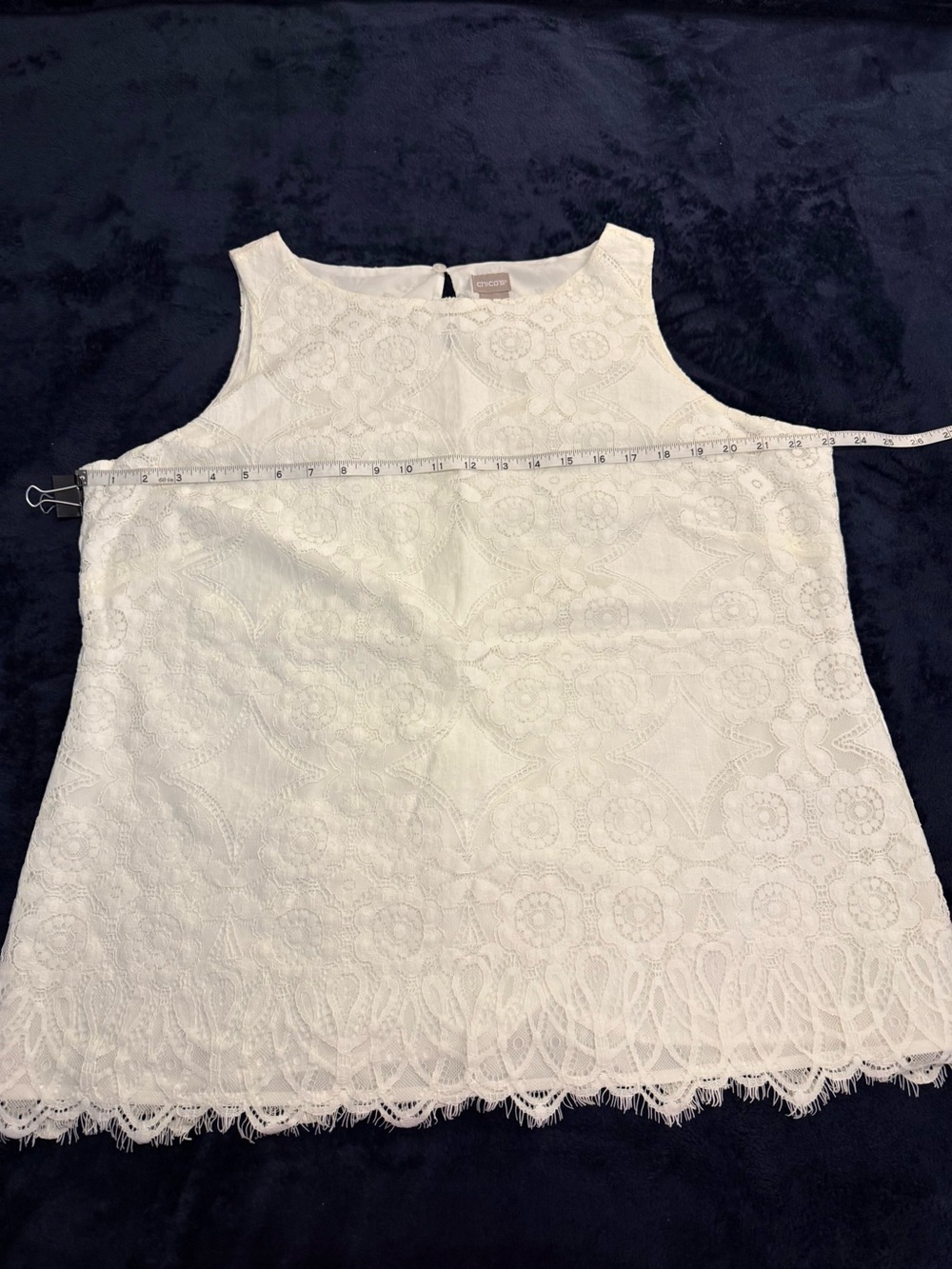 Chico’s NWT Lace Sleeveless Ivory lined Shell Top sz XL